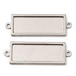 Supports du connecteur de cabochon en 201 acier inoxydable, rectangle, couleur inoxydable, Plateau: 30.5x10.5 mm, 40x13.5x2mm, Trou: 1.8mm