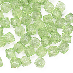 Прозрачные акриловые бусины, граненые, кубические, светло-зеленый, 10x11x11 мм, отверстие : 2 мм, Около 670 шт / 500 г