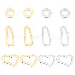 Unicraftale 12 pieza 2 colores 3 estilos anillos de unión 304 conectores de enlace de corazón de acero inoxidable anillos de unión redondos de 7 mm vaina anillos de joyería de metal fabricación de pendientes anillo de unión para la fabricación de joyas