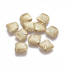 Perline in lega stile tibetano,  piombo & nichel & cadmio libero, forma a conchiglia, vero placcato oro 14k, 13.5x16x4mm, Foro: 1 mm
