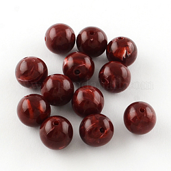 Круглый имитация драгоценных камней акриловые бусины, темно-красный, 8 мм, отверстие : 2 мм