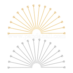 Dikosmetische 200 Stück 2 Stil 304 Edelstahl-Kugelkopfstifte, goldenen und Edelstahl Farbe, 20x0.6~0.7 mm, 100pcs / style