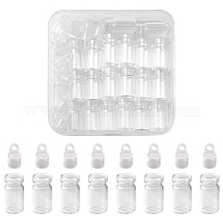 20Pcs Glass Bottle Pendant Decorations, Wishing Bottles, with Plastic Plugs, Clear, 2.45x1cm, Hole: 2mm, Capacity: 1ml(0.03fl. oz)