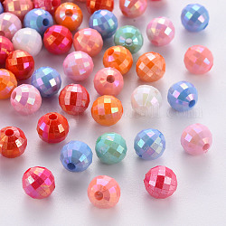 Opake Legierung Perlen, gefärbt, AB Farbe, facettiert, Runde, Mischfarbe, 8x7.5 mm, Bohrung: 1.8 mm, ca. 2000 Stk. / 500 g