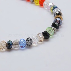 Mixed Faceted Rondelle Electroplate Glass Bead Strands, 6x4mm, Hole: 1mm, about 90~95pcs/strand, 18.5 inch