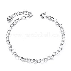 Shegrace attrayants bracelets en argent sterling plaqué rhodium 925, cœur, platine, 7-5/8 pouce (195 mm)