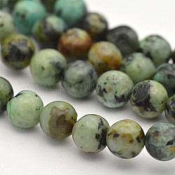 Brins de perles rondes en turquoise africaine naturelle (jaspe), vert de mer foncé, 6mm, Trou: 1mm, Environ 63 pcs/chapelet, 15.3 pouce