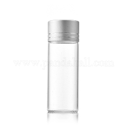 Четкие стеклянные бутылки шарик контейнеры, Пробирки для хранения шариков с завинчивающейся крышкой и алюминиевой крышкой, колонка, серебряные, 2.2x6 см, емкость: 12 мл (0.41 жидких унции)