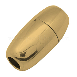Brass Magnetic Clasps, Nickel Free, Oval, Golden, 18x8mm, Hole: 4mm
