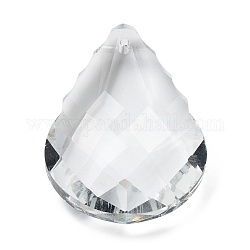 Transparente Glas-Anhänger, facettiert, Träne, für Kronleuchter Kristall hängende Anhänger, Transparent, 47x33x12.5 mm, Bohrung: 2 mm