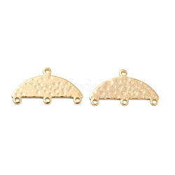 Brass Chandelier Component Links, Semicircle, Hammered, Real 18K Gold Plated, 11.5x21x0.7mm, Hole: 1.2mm