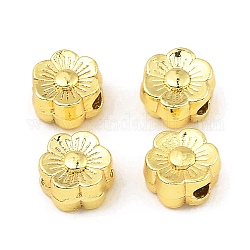 Cremagliera perle di ottone di placcatura, fiore, oro, 6x5.5x3.5mm, Foro: 1.4 mm