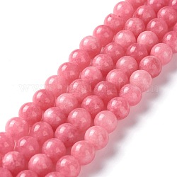 Natural White Jade Imitation Rhodonite Beads Strands, Round, Dyed, 8mm, Hole: 1mm, about 48pcs/strand, 15.16 inch(38.5cm)