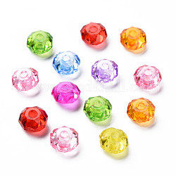 Transparent Acrylic Beads, Flat Round, Mixed Color, 8x5mm, Hole: 2mm, about 2800pcs/500g