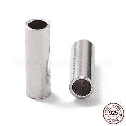 Cuentas de tubo espaciador de plata de ley 925 chapada en rodio, columna, Platino, 6x2mm, agujero: 1.5 mm, Aproximadamente 146 unidad (10g)/bolsa