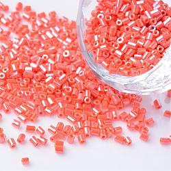 Undurchsichtige Farben glänzten zwei geschliffene Glasperlen, Rundloch, Hexagon, orange rot, 2~6x2 mm, Bohrung: 0.5 mm, ca. 21000 Stk. / 450 g, 450 g / Beutel