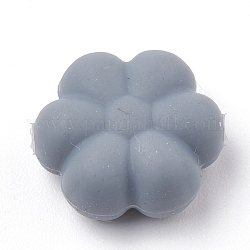 Perle di silicone ecologiche per uso alimentare, masticare perline per i denti, fare collane fai-da-te fai-da-te, flowerr, grigio, 14x13x6mm, Foro: 2 mm