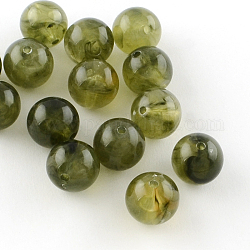 Round Imitation Gemstone Acrylic Beads, Olive, 8mm, Hole: 2mm, about 1700pcs/500g