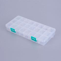 Boîte en plastique de stockage d'organisateur, boîtes diviseurs réglables, rectangle, blanc, 21.8x11x3 cm, compartiment: 3x2.5cm, 24 compartiment / boîte