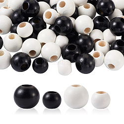 Craftdady 80Pcs 4 Style Spray Painted Natural Theaceae Wood Beads, Dyed, Round, Mixed Color, 20pcs/style