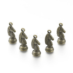 Pendente in lega, pezzi degli scacchi cavaliere, bronzo antico, 21x8mm, Foro: 1.5 mm