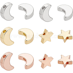 Benecreat 40 Stück 2 Stile Roségold Stern Messingperlen Langlebige Silbermond Zwischenperlen für DIY Armband Halskette Ohrring Schmuckherstellung