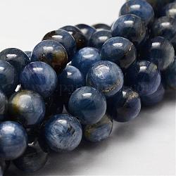 Natural Grade AB Kyanite/Cyanite/Disthene Round Bead Strands, 10mm, Hole: 1mm, about 40pcs/strand, 15.7 inch