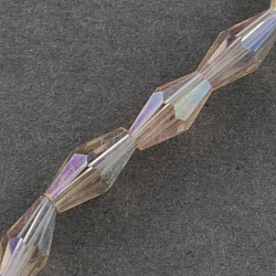 Electroplate Glass Beads Strands, AB Color Plated, Faceted, Bicone, BurlyWood, 8x4x4mm, Hole: 1mm, about 72pcs/strand, 23.2inch