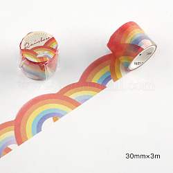 Landscaping Theme Adhesive Paper Decorative Tape, for Card-Making, Scrapbooking, Diary, Planner, Envelope & Notebooks, Rainbow Pattern, 30mm, about 3.28 Yards(3m)/Roll