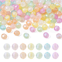 350Pcs 7 Colors Translucent Acrylic Beads, Faceted, Round, Mixed Color, 10x10mm, Hole: 1.6mm, 50pcs/color