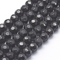 Naturale perle di ossidiana fili, sfaccettato, tondo, 6~6.5mm, Foro: 1 mm, circa 68pcs/filo, 15.7 pollice (40 cm)