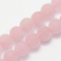 Granos naturales de abalorios de cuarzo rosa, esmerilado, redondo, 12mm, agujero: 1 mm, aproximamente 32 pcs / cadena, 15.3 pulgada (39 cm)