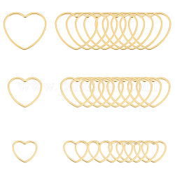 Unicraftale 30pcs 3 style 304 anelli di collegamento in acciaio inossidabile, cuore, oro, 10.5~18x12~19.5x1mm, 10pcs / style