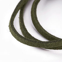 Flachkabel Fauxveloursleder, Kunstwildleder Spitze, dunkel olivgrün, 2.5x1.5 mm, ca. 5.46 m/Strang