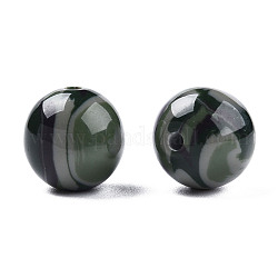 Abalorios de resina, de piedras preciosas de imitación, redondo, verde oliva oscuro, 12x11.5mm, agujero: 1.5~3 mm