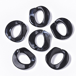 Acrylic Linking Rings, Quick Link Connectors, For Curb Chains Making, Imitation Gemstone Style, Twist, Black, 30x30.5x4.5mm, Inner Diameter: 20x12.5mm, about 230pcs/500g