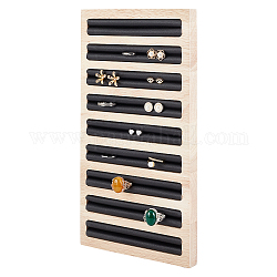 Piatti espositivi per orecchini in legno di bambù, rivestimento in similpelle, rettangolo, nero, 28.3x15x1.7cm