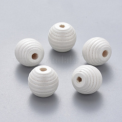 Gemalte natürliche Holzbienenstock europäische Perlen, Großloch perlen, Runde, creme-weiß, 18x17 mm, Bohrung: 4.5 mm