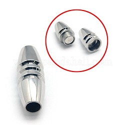 304 Stainless Steel Magnetic Clasps with Glue-in Ends, Oval, 26.5x10mm, Hole: 5mm