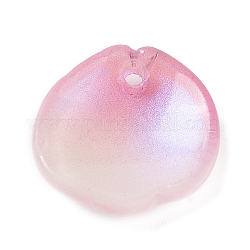 Pendentifs en verre deux tons, breloques de pétale de pivoine, perle rose, 17x17x5mm, Trou: 1.6mm