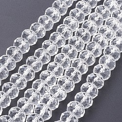 Perles en verre manuelles, facettes rondelle, clair, 14x10mm, Trou: 1mm, Environ 60 pcs/chapelet