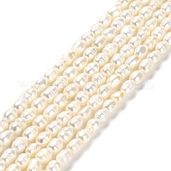 Brins de perles de culture d'eau douce naturelles, riz, Grade a, vieille dentelle, 5.5~6x4~4.5mm, Trou: 0.5mm, Environ 62 pcs/chapelet, 14.06'' (35.7 cm)