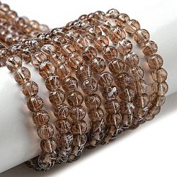 Chapelets de perles en verre transparent drawbench, peint à la bombe, ronde, navajo blanc, 4mm, Trou: 1.1~1.3mm, 31.4 pouce