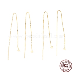 925 серебряная нить серебра, длинная цепочка с кисточками и висячими серьгами-гвоздиками для женщин, золотые, 100 мм, штифты : 0.7 мм