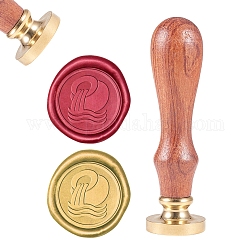 Scrapbook diy, timbro di sigillo di ottone e set di maniglie in legno, bottiglia, oro, 8.9x2.5cm, francobolli: 25x14.5 mm