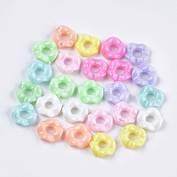Perles acryliques opaques, donut, couleur mixte, 12.5~13x4mm, Trou: 4mm, environ 1920 pcs/500 g