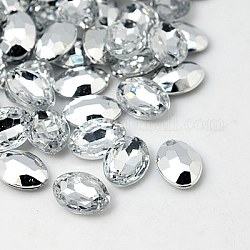 Cabuchones de diamante de imitación de acrílico de Taiwan imitación, señaló hacia atrás y facetas, oval, Claro, 18x13x5mm