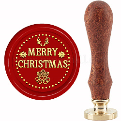 ハンドル付き真鍮ワックスシーリングスタンプ  DIYスクラップブッキング用  クリスマステーマの模様  3.5x1.18インチ（8.9x3cm）