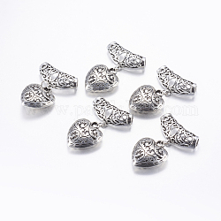 Ciondoli in plastica ccb, cuore, argento antico, 46mm, Foro: 5 mm