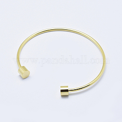 Eco-Friendly 316 Surgical Stainless Steel Cuff Bangle Making, with Removable Column Beads, Long-Lasting Plated, Real 18K Gold Plated, 2-1/2 inch(63mm)